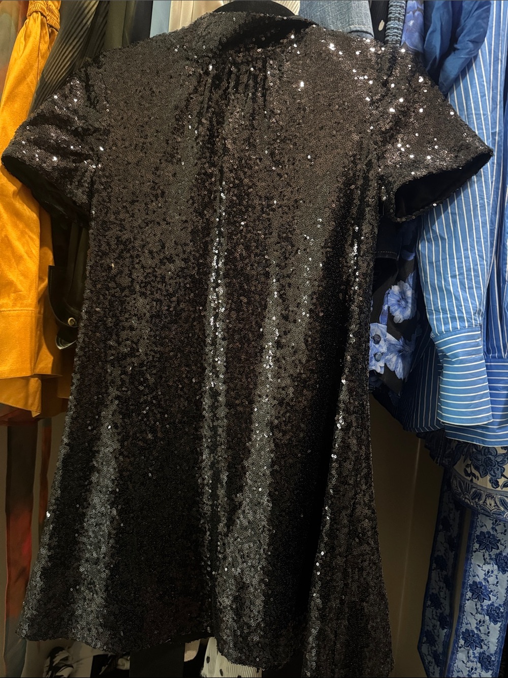 STAUD Black Sequin Mini Dress